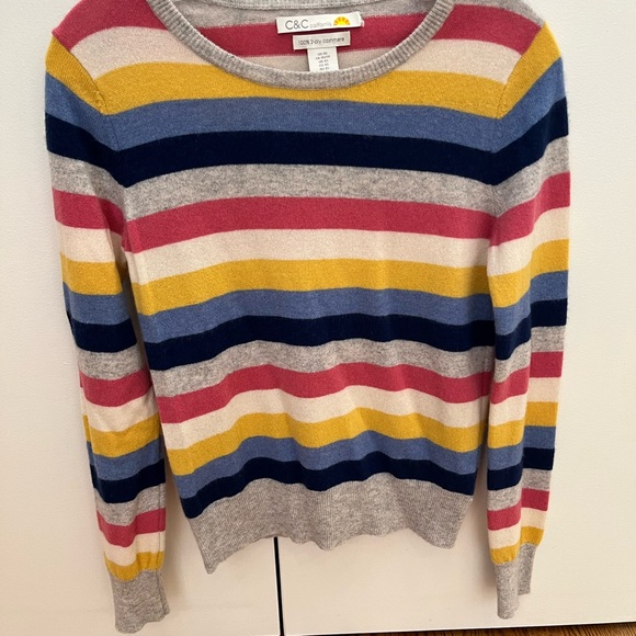 C&C California 100% 2-Ply Cashmere Multi-Color Fitted Sweater - Picture 1 of 4